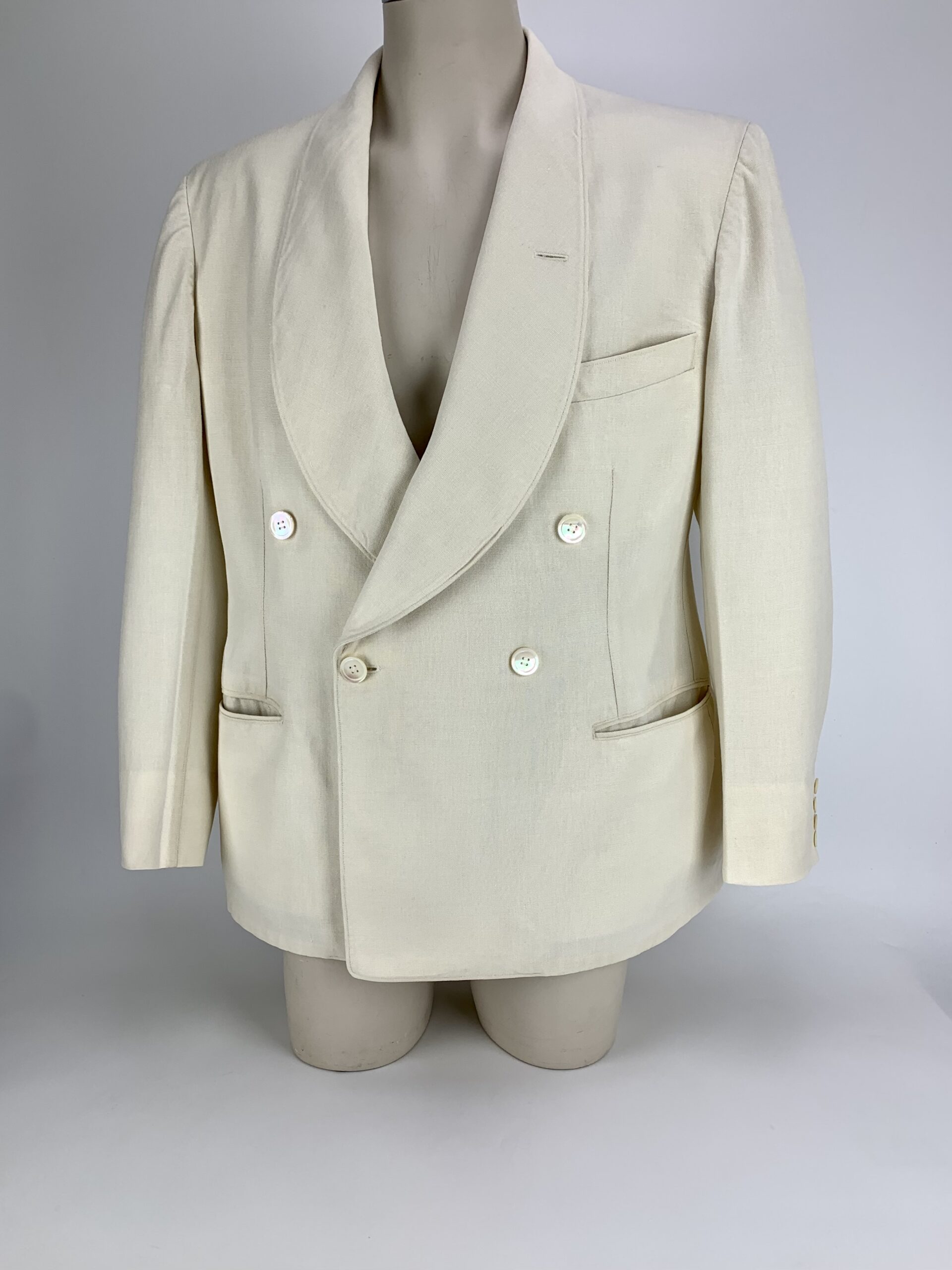 1930's Linen Jacket - PALM BEACH - Double Breasted Shawl Collar