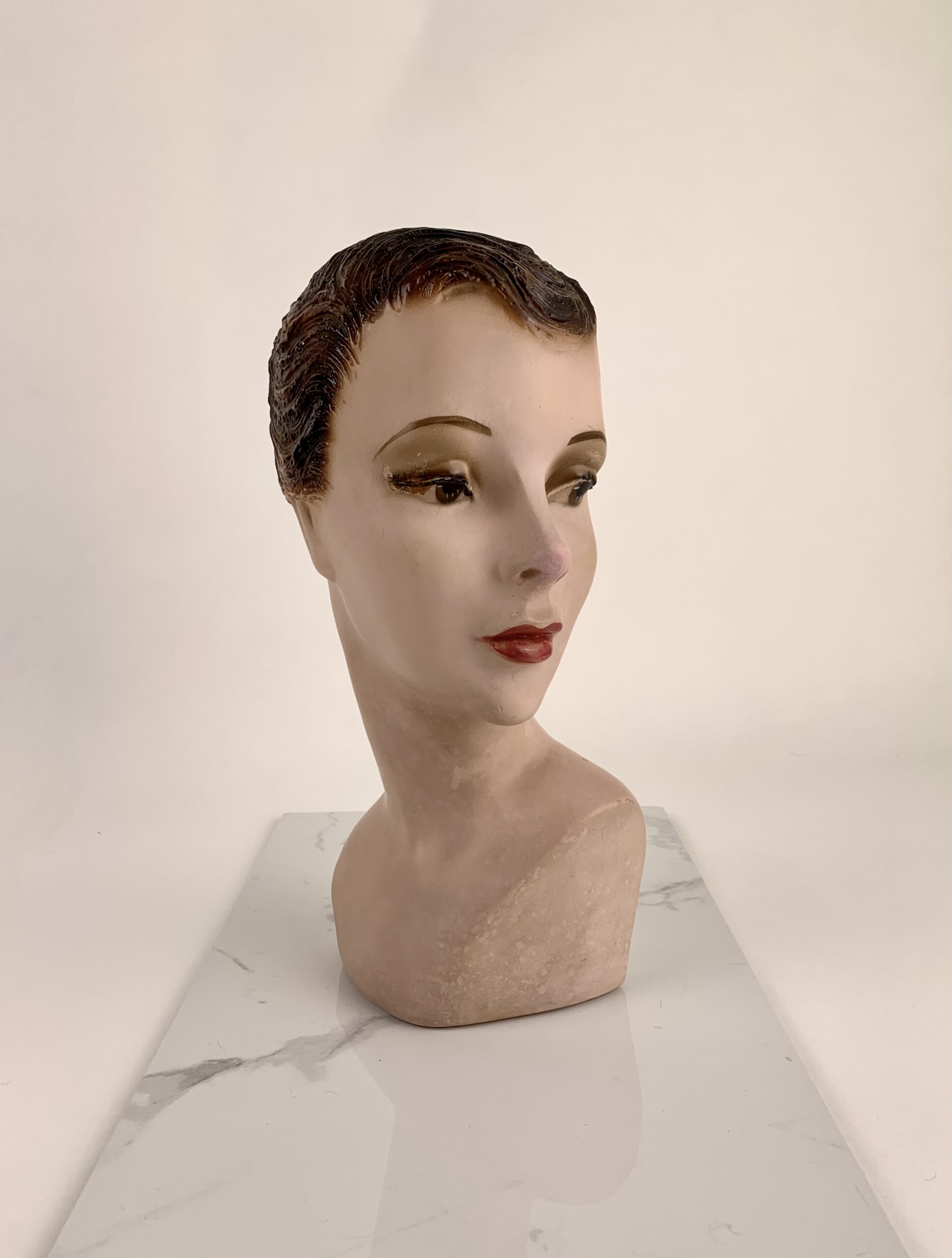 1930'S Deco Mannequin Bust - Vintage Chalkware Display Fixture